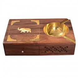  WOODEN ASH TRAY WITH DRAWER