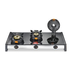 Prestige Svachh Glass Top L.P Gas Table With Liftable Burner set, 3 Burners