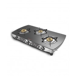 Preethi Blu Flame Blaze Glass Top 3-Burner Gas Stove,Black