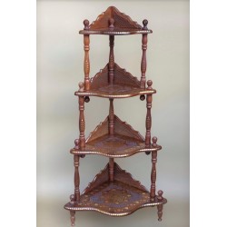 TEAKWOOD CORNER POOJA  STAND (4 RACK)